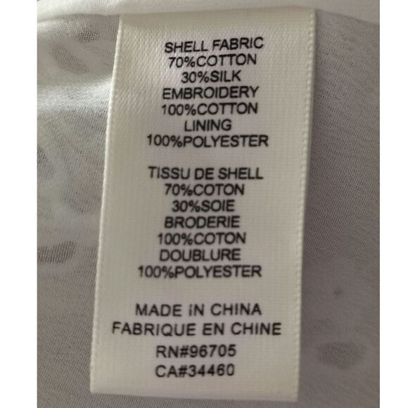 Rebecca Taylor Eyelet Peplum Tank White Women's Size Small - Picture 5 of 5